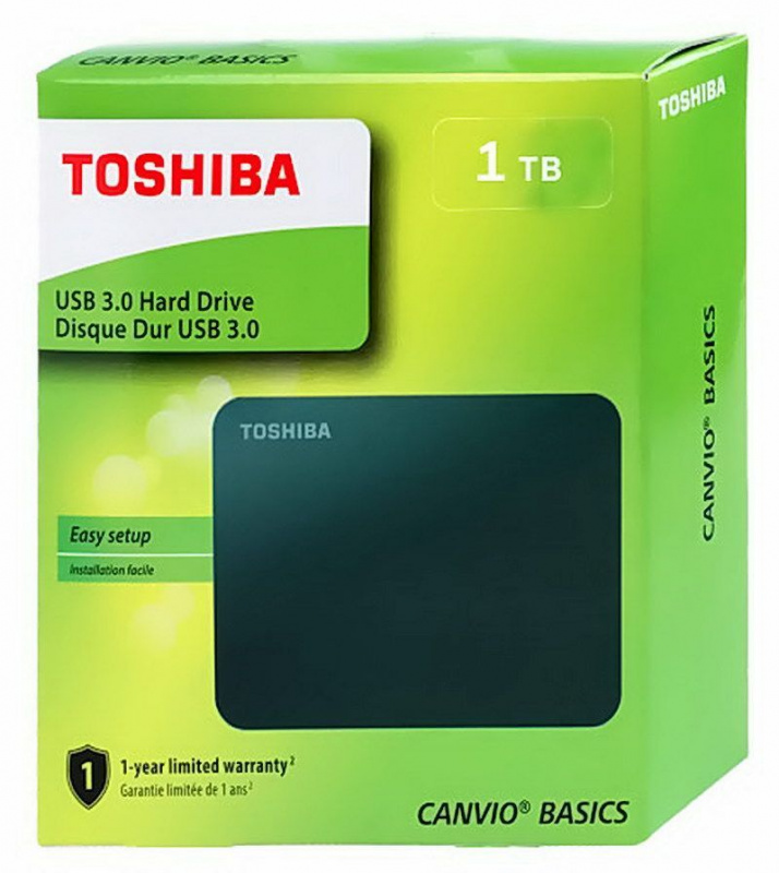 картинка Внешний жесткий диск TOSHIBA Canvio Basics 1 Tb, 2.5", USB 3.0, черный. Купить Внешний жесткий диск TOSHIBA Canvio Basics 1 Tb, 2.5", USB 3.0, черный в магазине 66game.ru