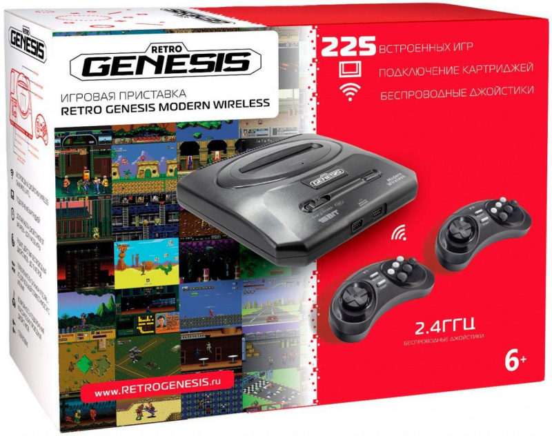 Retro Genesis Modern Wireless + 225 встроенных игр + 2 беспроводных геймпада. Купить Retro Genesis Modern Wireless + 225 встроенных игр + 2 беспроводных геймпада в магазине 66game.ru