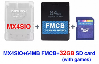 MX4SIO SD Card Adapter + FMCB+ 32 GB карта с играми