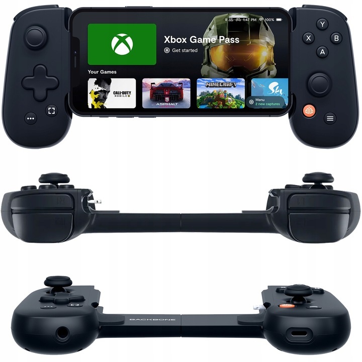 картинка Backbone Геймпад для iPhone (BB-02-B-X v5) Черный(в комплекте XBox Game Pass Ultimate на 1 мес). Купить Backbone Геймпад для iPhone (BB-02-B-X v5) Черный(в комплекте XBox Game Pass Ultimate на 1 мес) в магазине 66game.ru