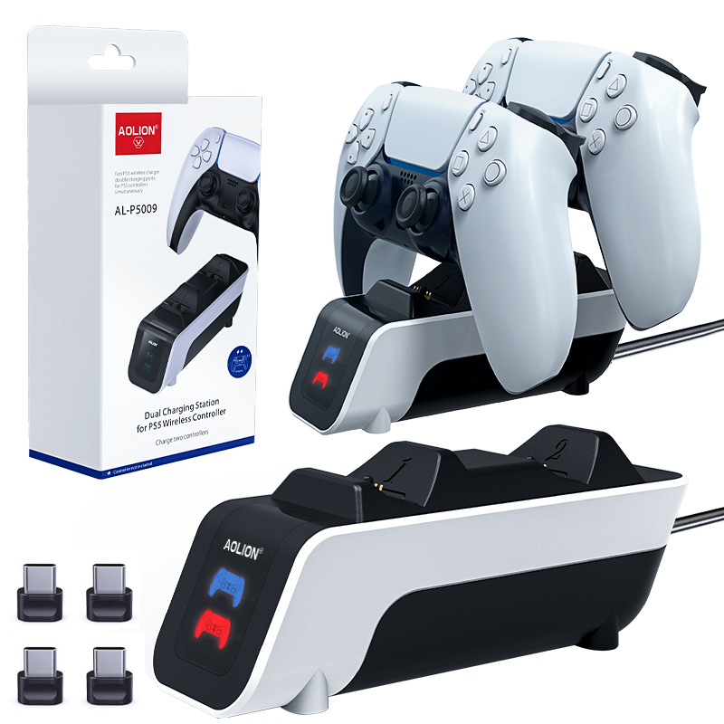 картинка Зарядная станция PS5 DualSense Charging Station AOLION (AL-P5009). Купить Зарядная станция PS5 DualSense Charging Station AOLION (AL-P5009) в магазине 66game.ru