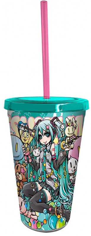 картинка Стакан с крышкой и трубочкой Hatsune Miku Miku 470 мл ABYTUM058 от магазина 66game.ru