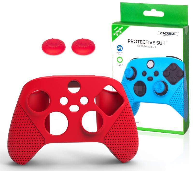 картинка Силиконовый чехол + насадки Xbox Series S/X 2 в 1 (красный) DOBE (TYX-0626) . Купить Силиконовый чехол + насадки Xbox Series S/X 2 в 1 (красный) DOBE (TYX-0626)  в магазине 66game.ru
