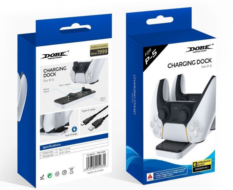 картинка Зарядная станция для двух геймпадов Dualsense PS5 DOBE (TP5-0505). Купить Зарядная станция для двух геймпадов Dualsense PS5 DOBE (TP5-0505) в магазине 66game.ru