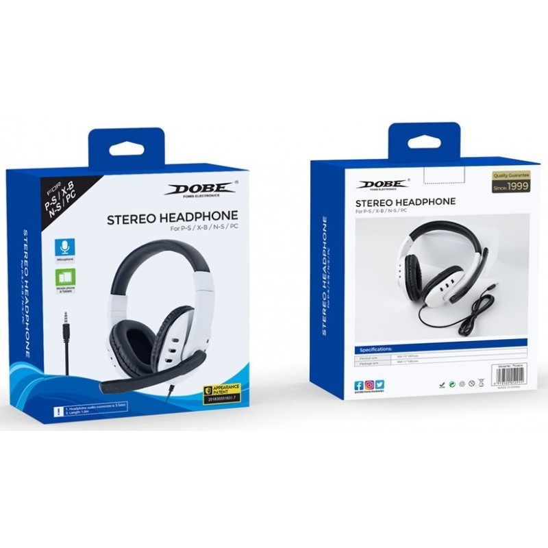 картинка Наушники Stereo Headphone PS5/Xbox 360/Xbox One/N-Switch (DOBE TY-0820). Купить Наушники Stereo Headphone PS5/Xbox 360/Xbox One/N-Switch (DOBE TY-0820) в магазине 66game.ru