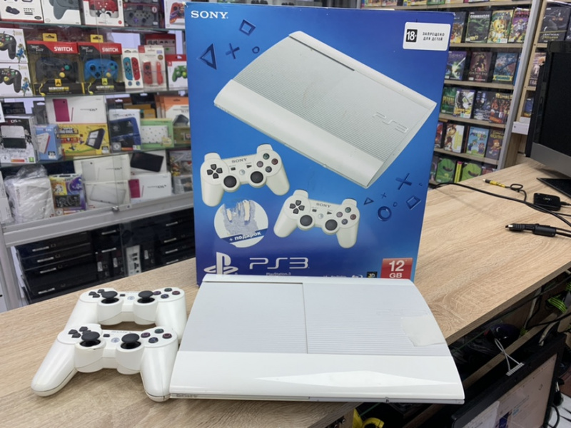 PlayStation 3 Super Slim 12 Gb White+ 2 геймпада [USED]. Купить PlayStation 3 Super Slim 12 Gb White+ 2 геймпада [USED] в магазине 66game.ru