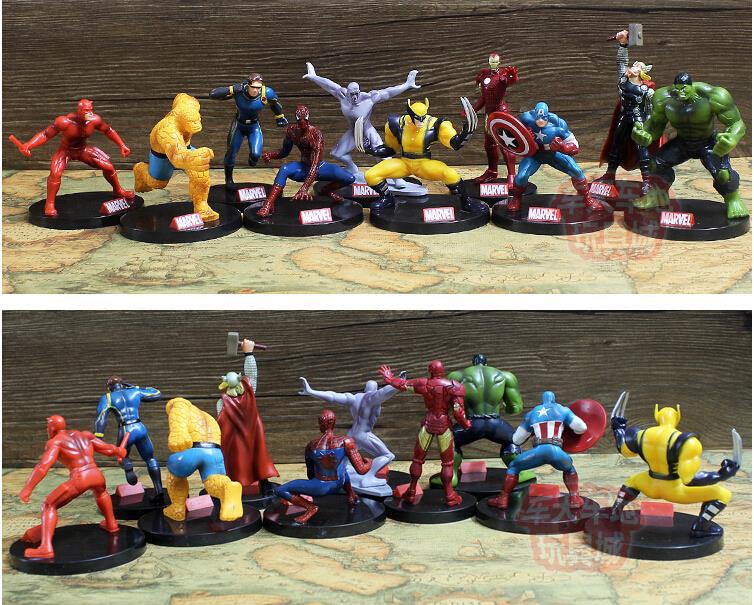 картинка 10шт набор Avengers Superheros Iron Man Spiderman Wolverine Quicksilver Ben Grimm Hulk 12 см. Купить 10шт набор Avengers Superheros Iron Man Spiderman Wolverine Quicksilver Ben Grimm Hulk 12 см в магазине 66game.ru