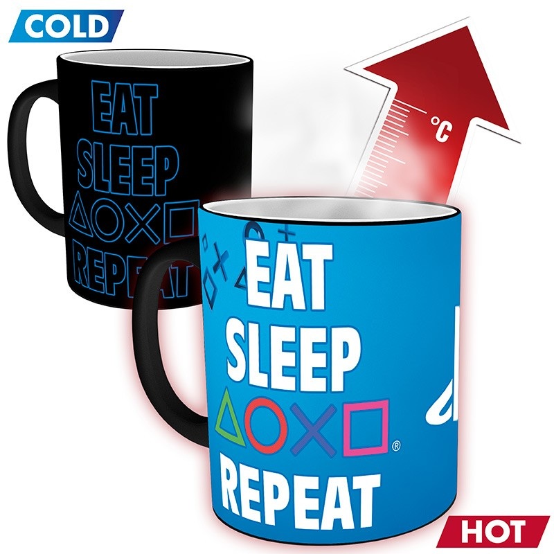 картинка Кружка Sony Heat Change MUG  Eat Sleep Repeat (MGH0071) 320ml  ABYstyle  от магазина 66game.ru