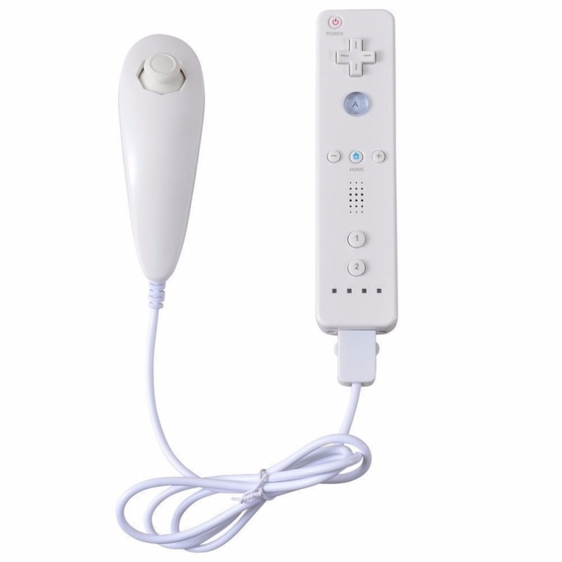картинка Nintendo Wii Remote + Wii Nunchuk (белый) без Motion Plus оригинал USED. Купить Nintendo Wii Remote + Wii Nunchuk (белый) без Motion Plus оригинал USED в магазине 66game.ru