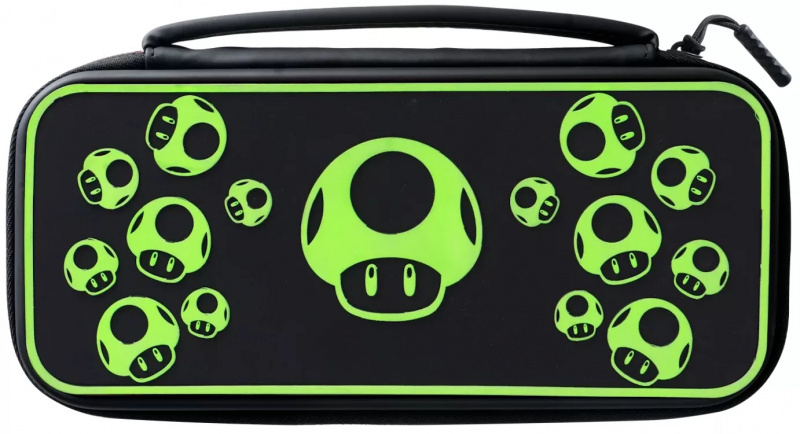 картинка Сумка Super Mario Green Mushroom (500-224-1UP) Switch/Lite/OLED светится в темноте PDP. Купить Сумка Super Mario Green Mushroom (500-224-1UP) Switch/Lite/OLED светится в темноте PDP в магазине 66game.ru
