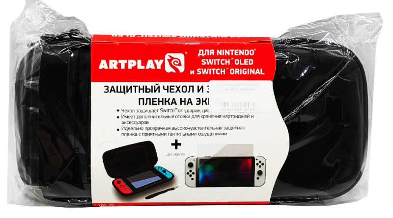 картинка Чехол и защитная пленка Artplays для Switch/OLED черная NS 1008. Купить Чехол и защитная пленка Artplays для Switch/OLED черная NS 1008 в магазине 66game.ru