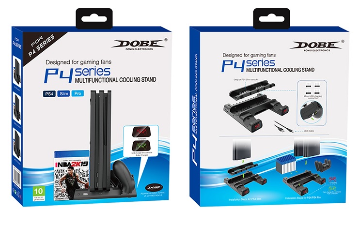 картинка Подставка с охлаждением и зарядкой для PS4 Slim/Pro DOBE (TP4-19076). Купить Подставка с охлаждением и зарядкой для PS4 Slim/Pro DOBE (TP4-19076) в магазине 66game.ru