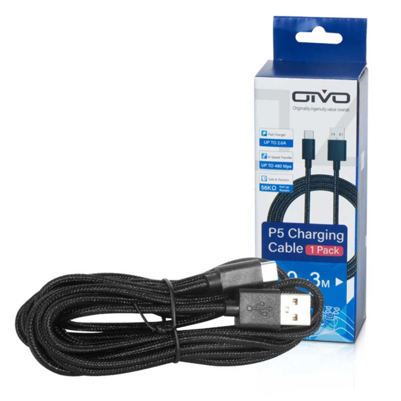 картинка Кабель зарядки Type-C для геймпадов PS5/Xbox Series/Switch 3m OIVO (IV-P5229). Купить Кабель зарядки Type-C для геймпадов PS5/Xbox Series/Switch 3m OIVO (IV-P5229) в магазине 66game.ru