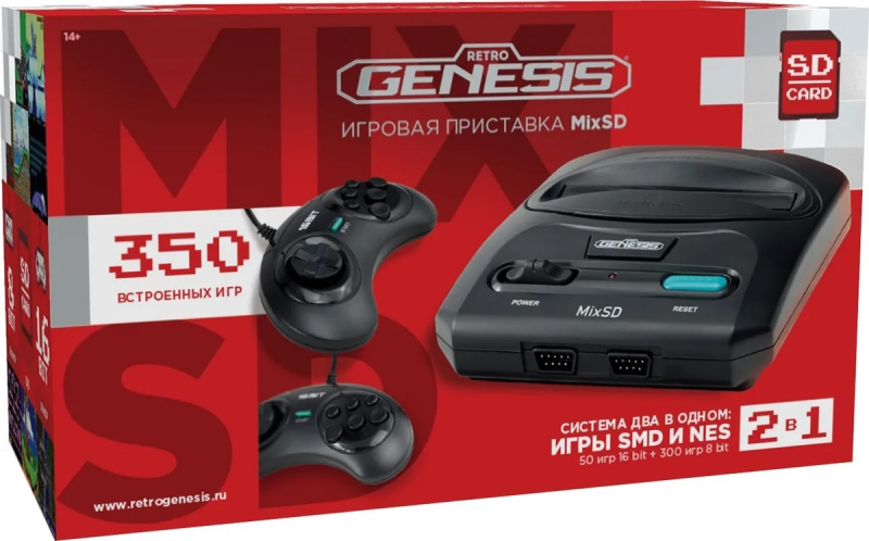 Retro Genesis MixSD (8+16Bit) + 350 игр (microSD слот, 2 проводных джойстика) ZD-01D. Купить Retro Genesis MixSD (8+16Bit) + 350 игр (microSD слот, 2 проводных джойстика) ZD-01D в магазине 66game.ru