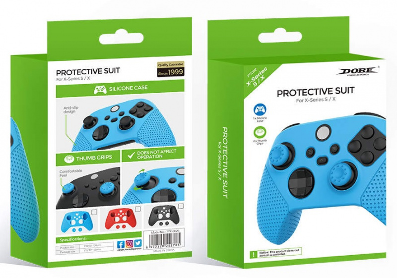 картинка Силиконовый чехол + насадки Xbox Series S/X 2 в 1 (синий) DOBE (TYX-0626). Купить Силиконовый чехол + насадки Xbox Series S/X 2 в 1 (синий) DOBE (TYX-0626) в магазине 66game.ru