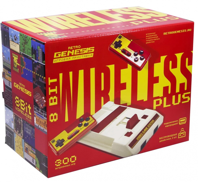 Retro Genesis 8 Bit Wireless Plus + 300 игр 2 беспроводных аккумуляторных джойстика (С-56A). Купить Retro Genesis 8 Bit Wireless Plus + 300 игр 2 беспроводных аккумуляторных джойстика (С-56A) в магазине 66game.ru
