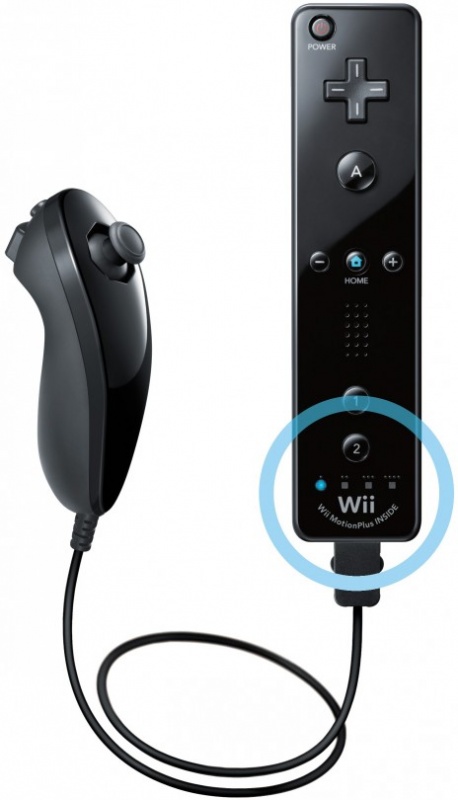 картинка Комплект джойстиков Nintendo Wii Remote + Wii Nunchuk (черный) с Motion Plus. Купить Комплект джойстиков Nintendo Wii Remote + Wii Nunchuk (черный) с Motion Plus в магазине 66game.ru