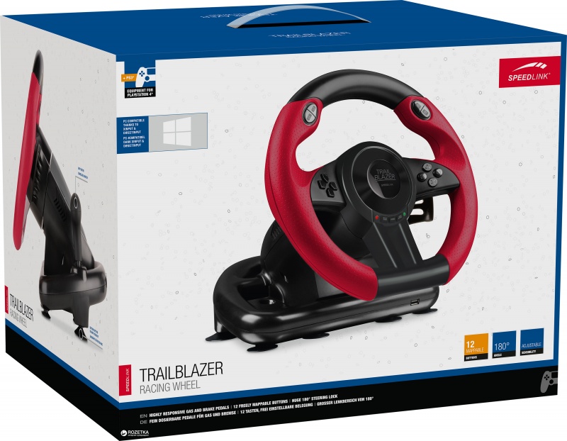 картинка Руль с педалями Speedlink Trailblazer Racing Wheel (SL-450500-BK) для PS3/PS4/Xbox One/PC. Купить Руль с педалями Speedlink Trailblazer Racing Wheel (SL-450500-BK) для PS3/PS4/Xbox One/PC в магазине 66game.ru
