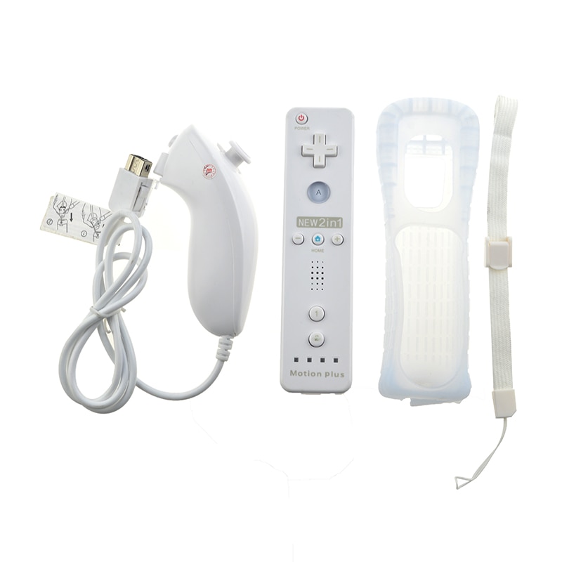 картинка Комплект джойстиков Nintendo Wii Remote + Wii Nunchuk (белый) с Motion Plus. Купить Комплект джойстиков Nintendo Wii Remote + Wii Nunchuk (белый) с Motion Plus в магазине 66game.ru