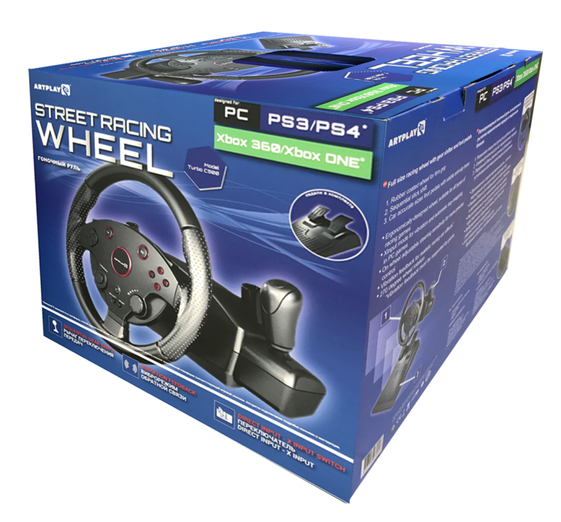 картинка Руль ARTPLAYS Street Racing Wheel Turbo C900 для PS4/PS3/PC/Xbox ONE/Xbox 360. Купить Руль ARTPLAYS Street Racing Wheel Turbo C900 для PS4/PS3/PC/Xbox ONE/Xbox 360 в магазине 66game.ru