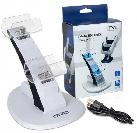 картинка Зарядная станция для 2-х геймпадов PS5 DualSense OIVO (IV-P5234). Купить Зарядная станция для 2-х геймпадов PS5 DualSense OIVO (IV-P5234) в магазине 66game.ru